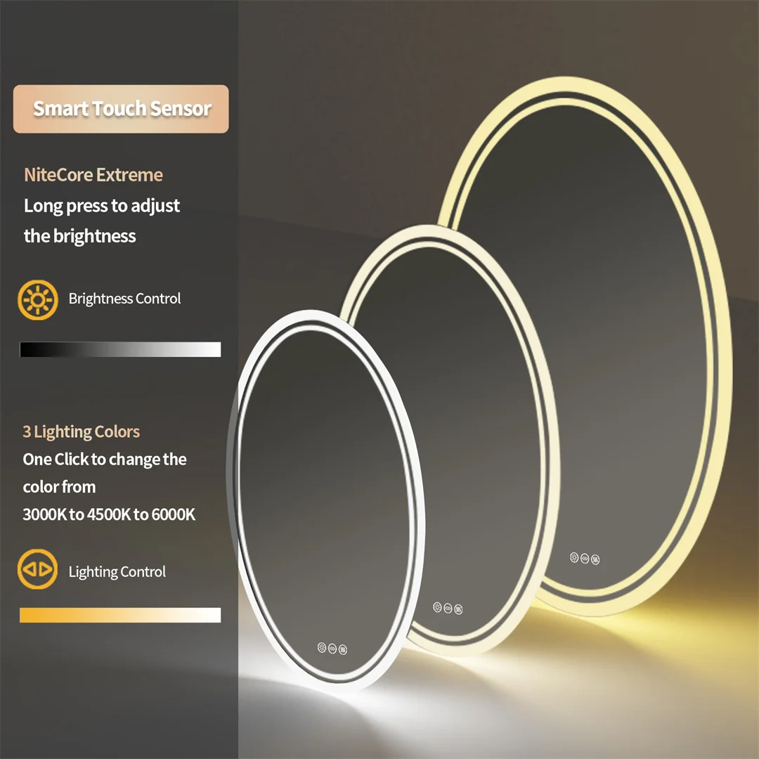 LUVODI 60x80cm Oval Bathroom Mirror LED Backlit Wall Vanity Mirror for Bathroom Bedroom Salon 5