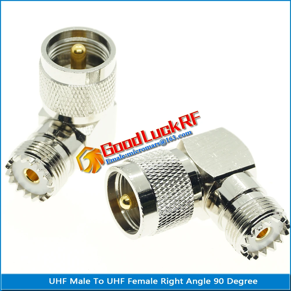 

1X Pcs UHF Male To UHF Female Plug 90 Degree Right Angle UHF PL259 SO239 Connector Socket Nickel Brass RF Coaxial Adapters