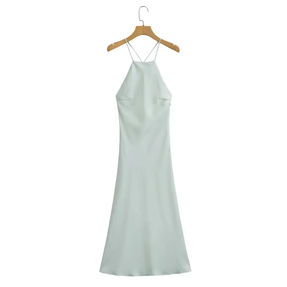 Summer Sleek Satin Women's Sleeveless Dress