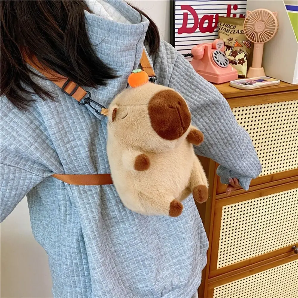 Kawaii Capybara Sac à Dos En Peluche Capybara Sac à Bandoulière Sac à Main Doux Et Chaud Capybara Sac D'école Pour Filles Anniversaire Cadeaux De Noël