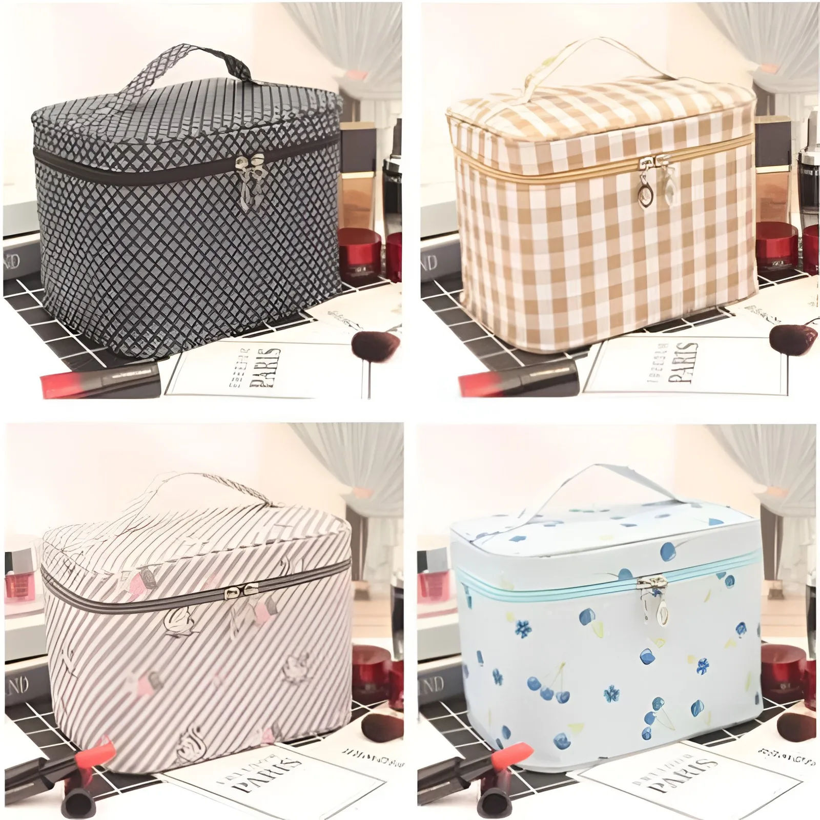 

Women Large Capacity Cosmetic Bag Toiletry Storage Organizer Beauty Pouch Travel Toiletries Organizer Waterproof Makeup Handbag