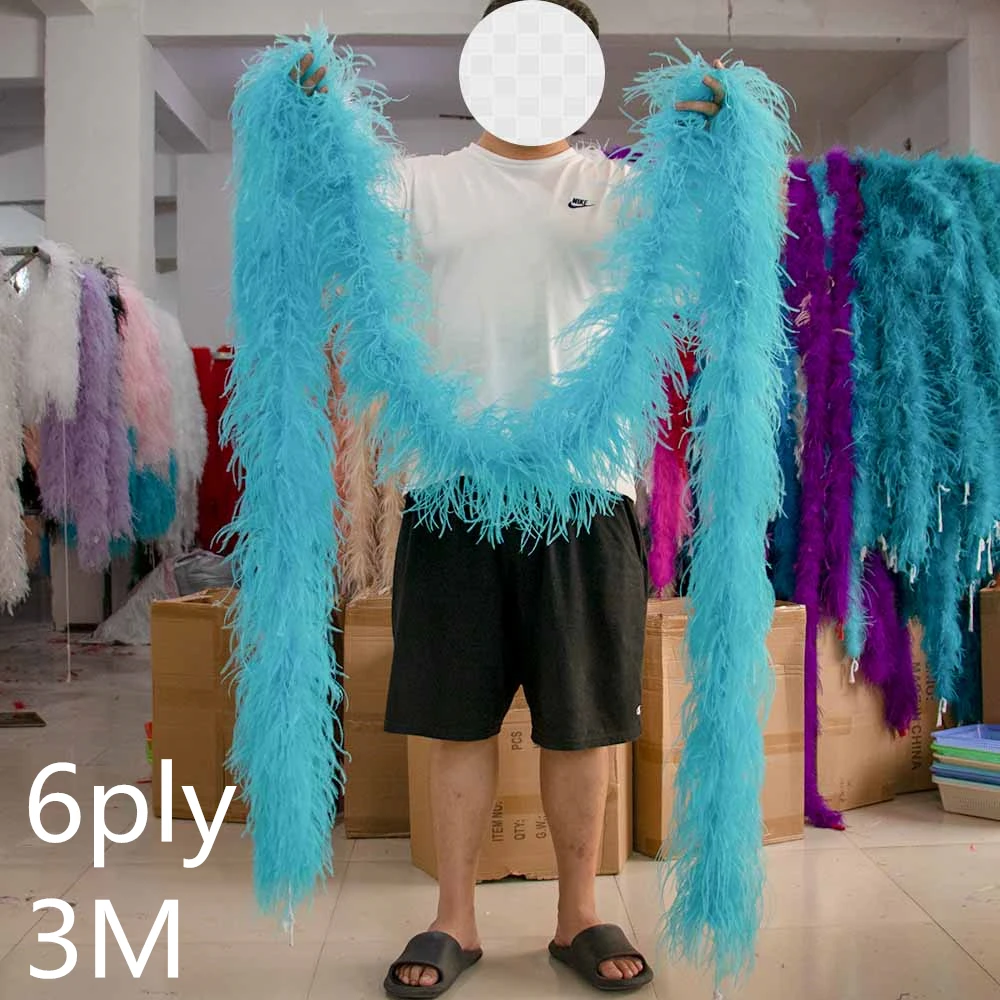 

Customized Ostrich feather boa 6Ply Natural Ostrich Feathers Scarf Trims for Costume Party Clothing Sewing Decoration plumas