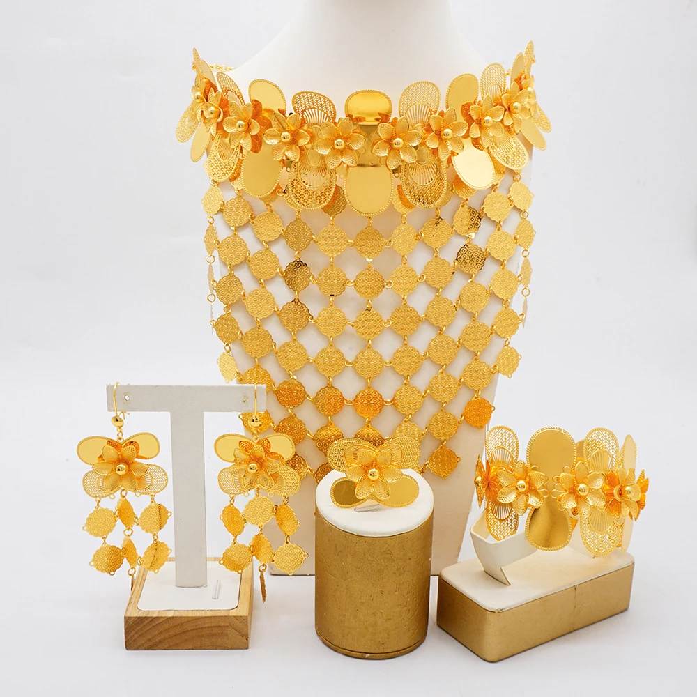 مجموعة مجوهرات فاخرة طويلة وواسعة الجسم، مجموعة قل...