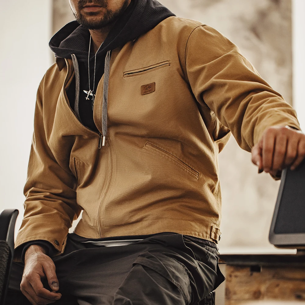 Maden Retro Canvas Detroit Hunting J001 Jacket with Heavyweight Cotton Pockets Design Lapel Collar Zipper Coat for Men's Autumn 5