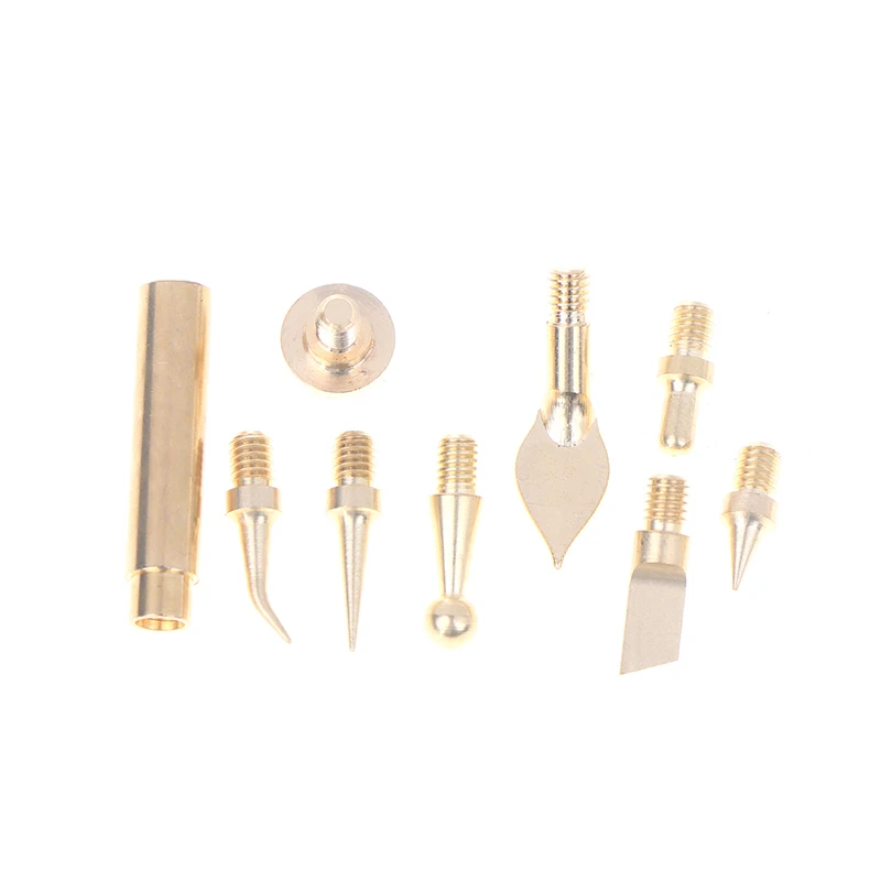 9Pcs/Set Heat Insert Nut Iron Tip Hot Melt Heat Set Insert Tool Soldering Iron Tip 3D Printing Brass Thread Embed Welding Kit