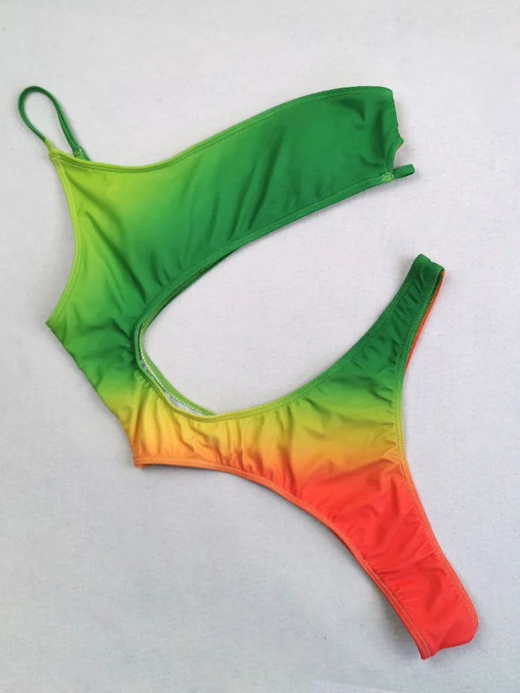 Solid Hollow Out One Piece Thong Monokini