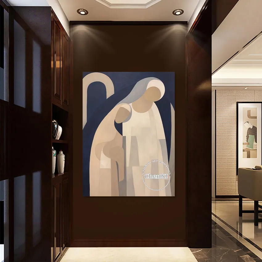 

Hand-painted Luxury Church Nuns Abstract Figures Oil Painting Hotel Decoration Wall Art On Canvas Showpieces Modern Murals Set