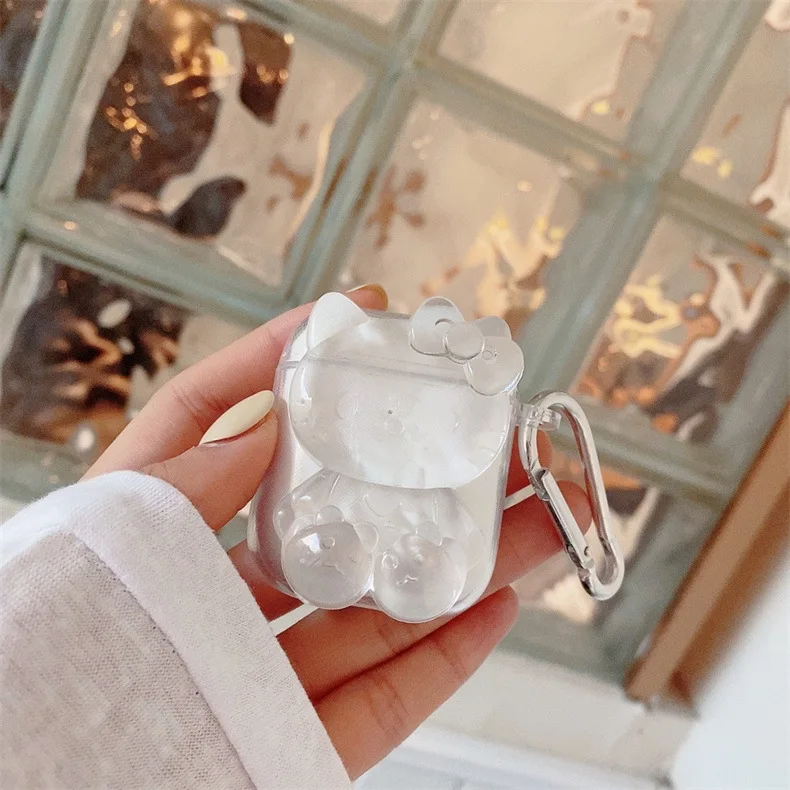 

3D Bear Cat Case for AirPods 1 2 3 Pro Pro2 Lenovo LP40 OPPO Enco Air2 Baseus W04 Lollipods Xiaomi Air2se Redmi Buds 3 Case