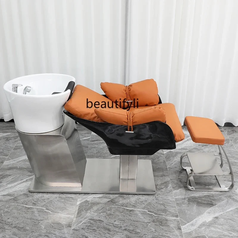 

High-End Shampoo Chair Barber Shop Flushing Bed Half Lying with Water Heater Integrated High-Pressure Sprayer