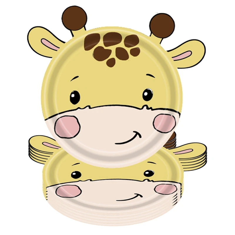 ABLL-Jungle Animal Theme Paper Plate Animal Disposable Plates Cutlery Set For Wild Theme Baby Baptism