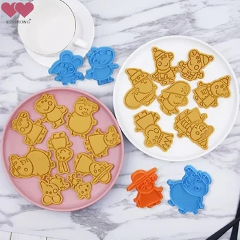 E－STRONG2025 Cartoon Peppa Pig Cookie Mould Stereoscopic Household Grinder Flip Sugar Diy Making Moulds Baking Tools Gift