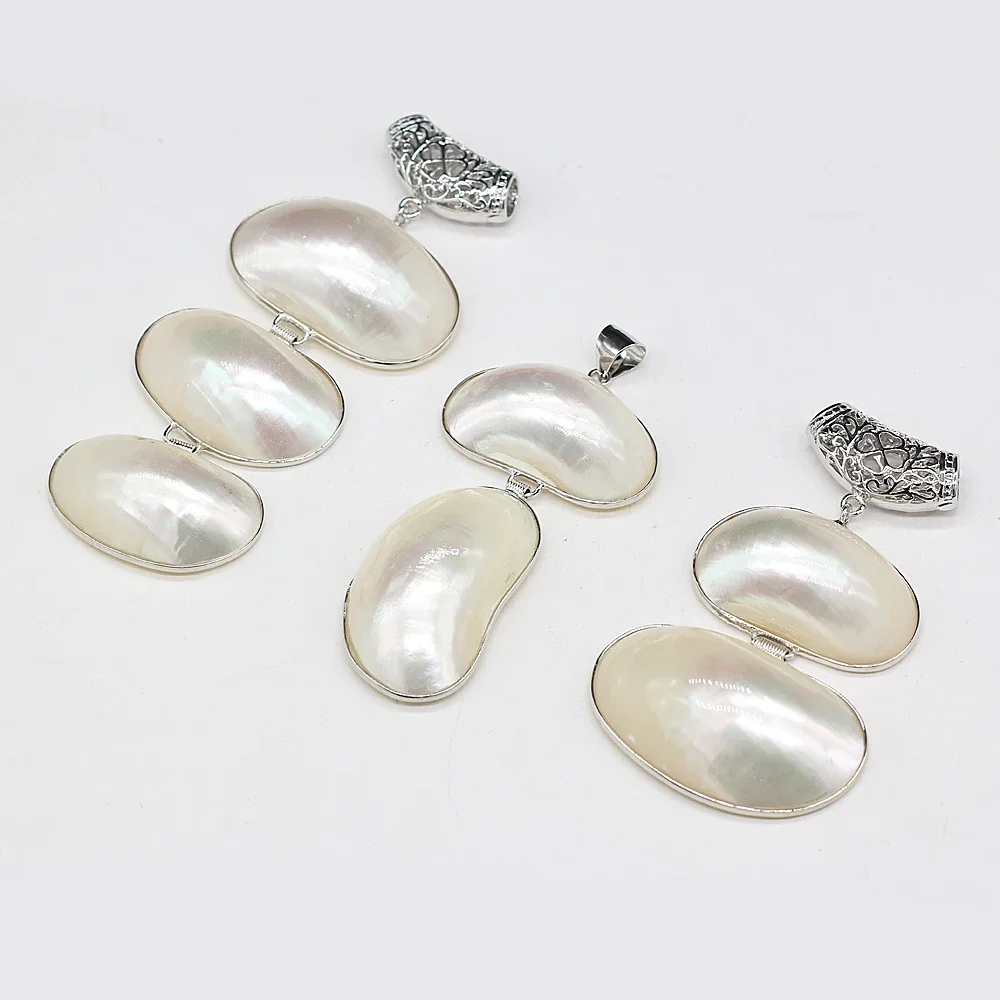 Natural Alloy White Accessories Shell Irregular Egg-shaped Pendant Handmade Crafts Making DIY Exquisite Necklace Jewelry 5