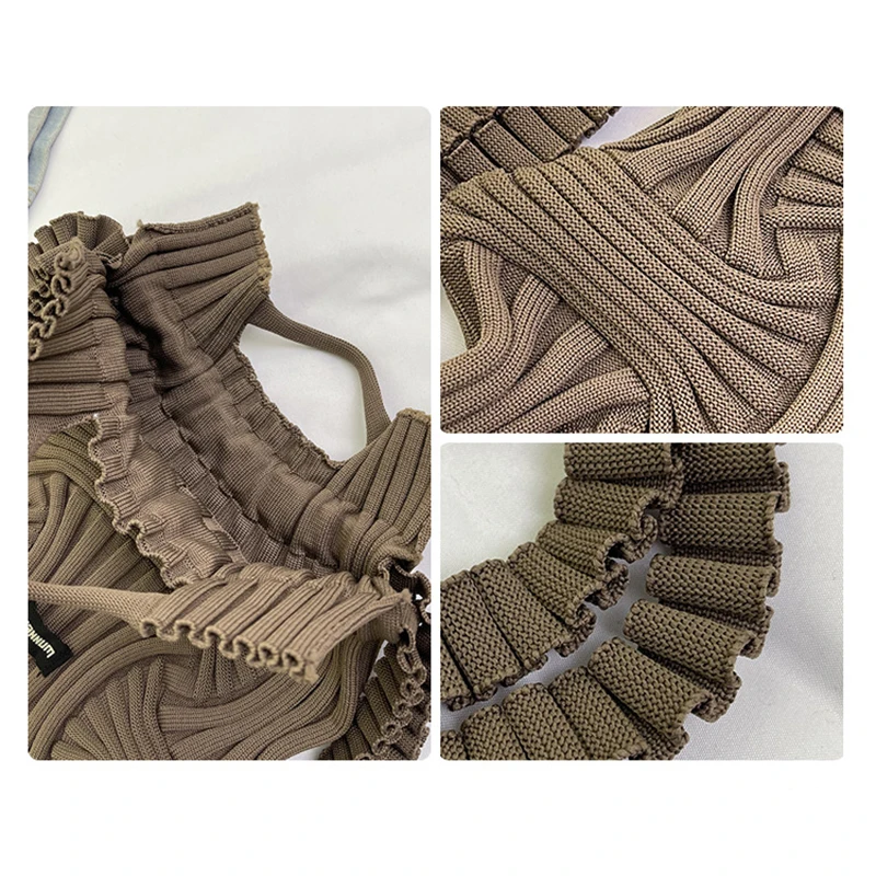 🧶Wrinkled Knit Shoulder Bag – Versatile Drawstring Handbag & Backpack🎒