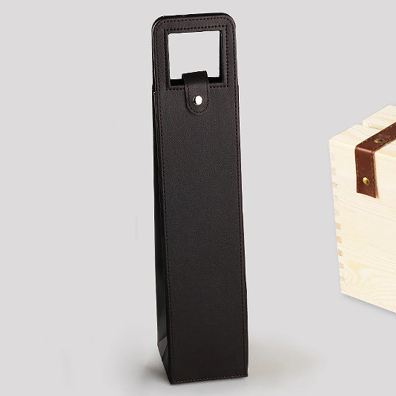 High-Grade PU Leather Wine Gift Box – Elegant Solid Color Single Bottle Carrier Bag for... - SKU LWGB1416 - UGI Packaging