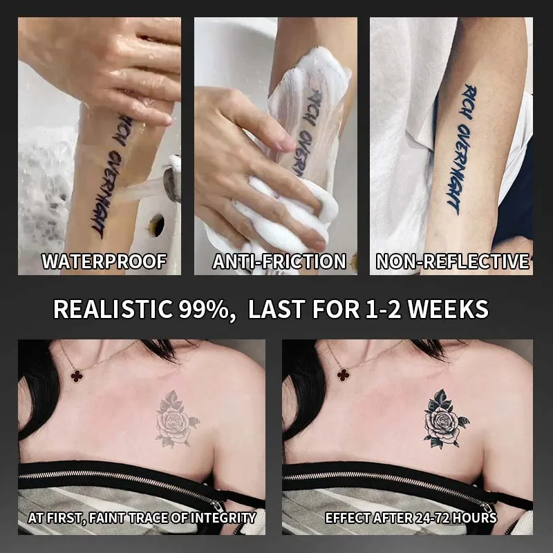 1Pcs Rose Waterproof Temporary Tattoo Stickers, Long-lasting Waterproof for One to Two Weeks, Suitable for Chest, Arm, Leg. 5