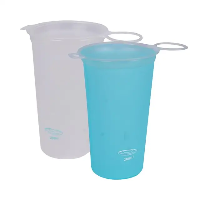 200ml Folding Water Cup TPU Soft Sports Cups Foldable Marathon Running Water Cup Large Mouth Sport Drinking Cup For Camping