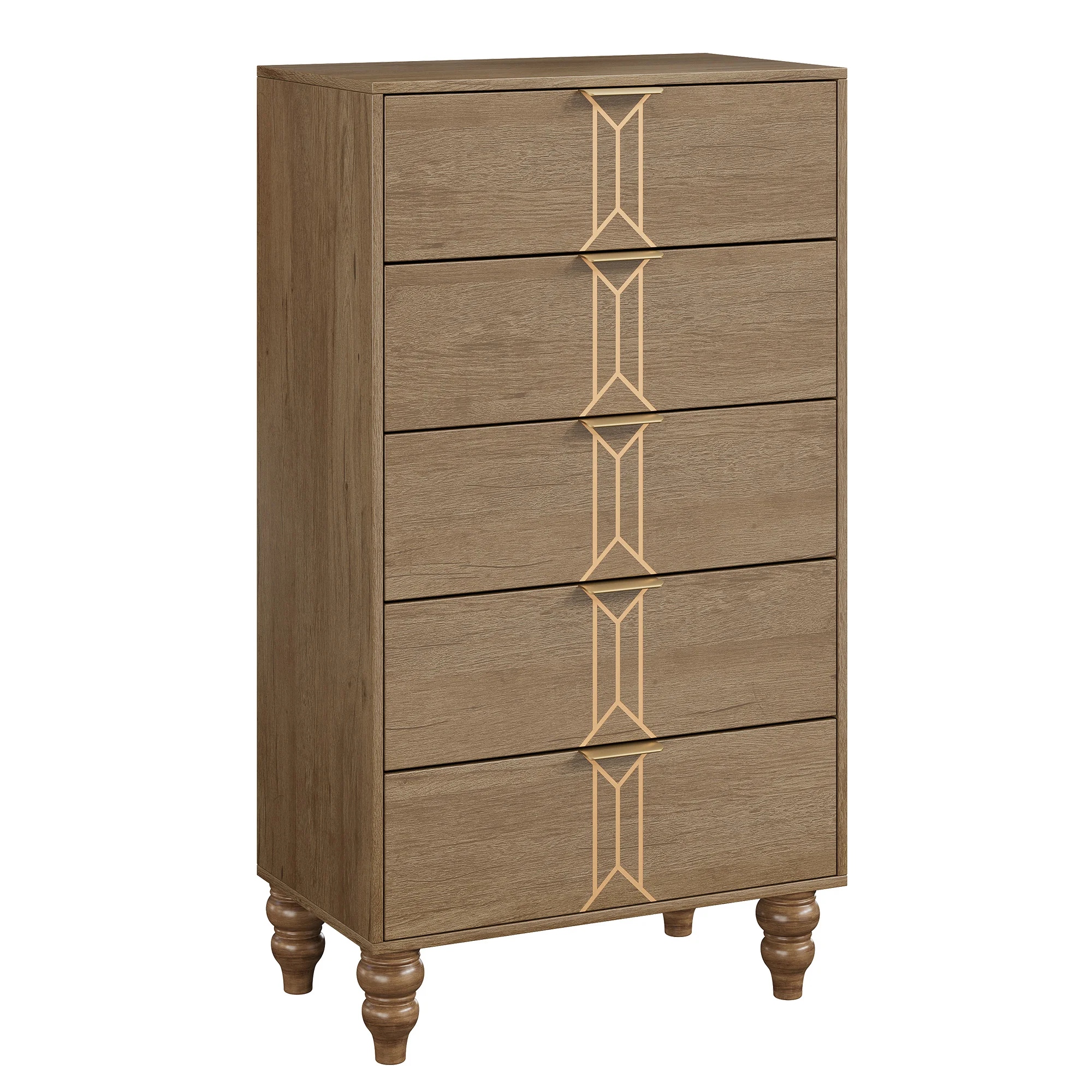 Chest of Drawers with 5 Drawers Modern Tall Wooden with Deep Drawers Large Storage Cabinet for Bedroom Living Room Hallway