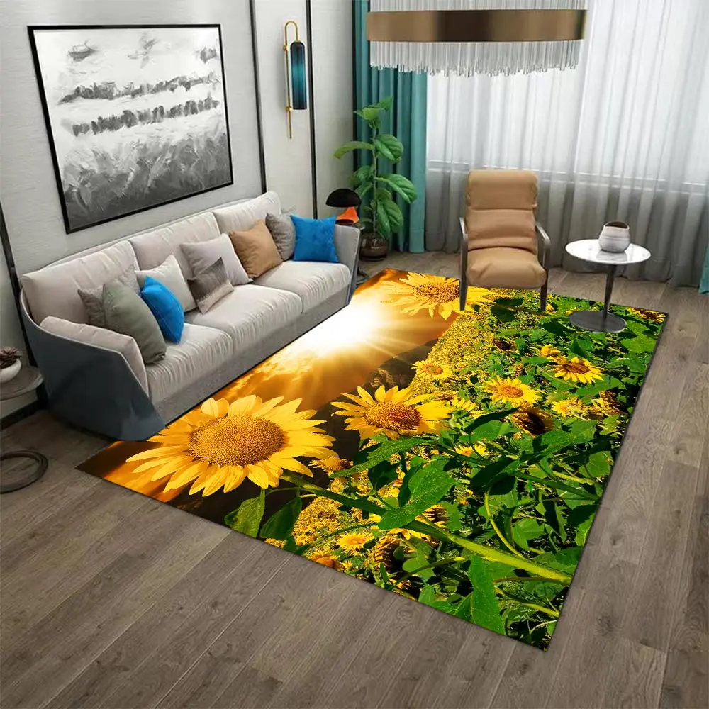 Carpets For Living Room Sunflower Field In Sunset Washable Decor Floor  Lounge Rug Large Area Rugs Bedroom Carpet Home Decor Mat AliExpress