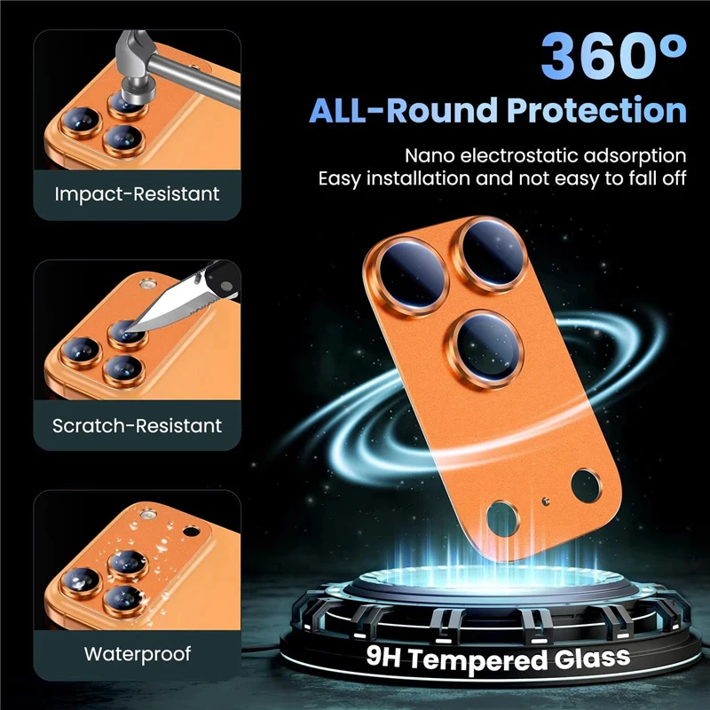 Premium Metal Camera Lens Protector with Tempered Glass and Alloy Case
