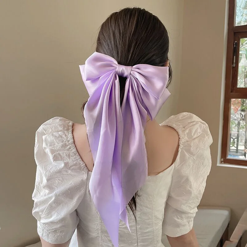 Elegant Solid Color Bow Hair Clip - Stylish Ribbon Accessory