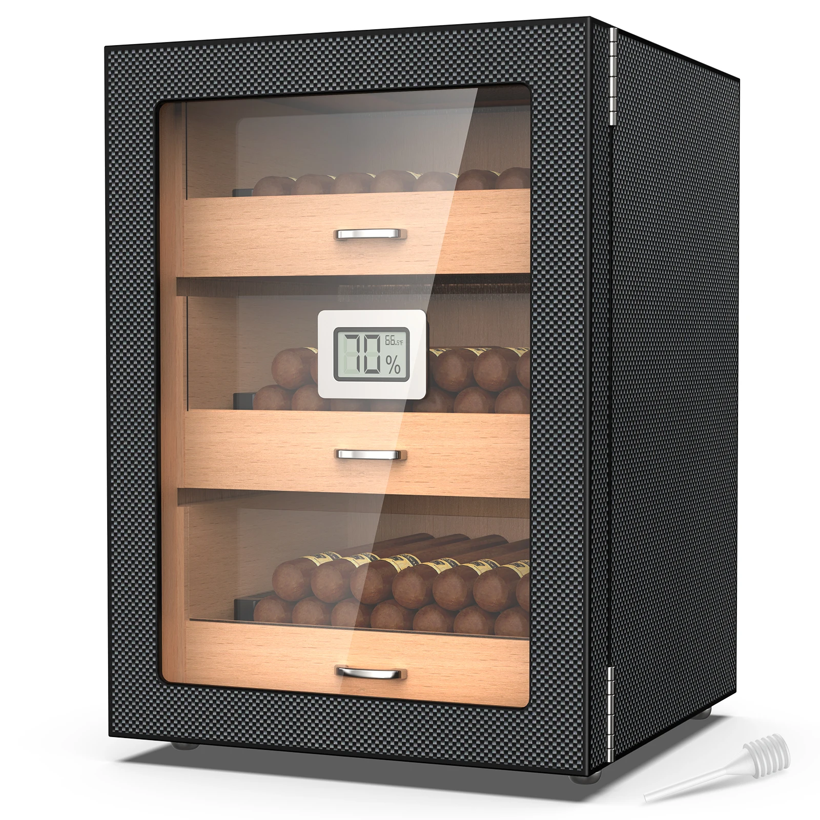 Cigar Humidor Storage 100-150 Counts 3 Layer Desktop Large Wooden Carbon Fiber humidor cigar humidor