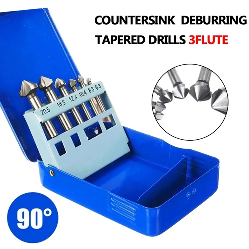 

6Piece Chamfering Machine Woodworking Milling Cutter Countersink Hole Opener Set Full-Grinding High-Speed Steel