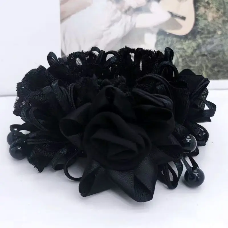 Elegant Pearl Flower Hair Scrunchie - Stylish Korean Hair Accessory