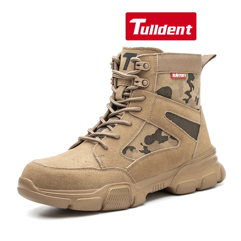 Outdoor Men Work Boots Safety Shoes Anti-puncture Steel Toe Shoes Indestructible Desert Combat Boots Protective