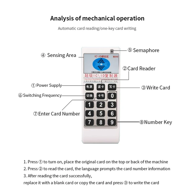 Handheld Frequency 125Khz 13.56MHZ Copier Duplicator Cloner RFID NFC IC Card Reader Writer Access Control Card Tag Duplicator 2