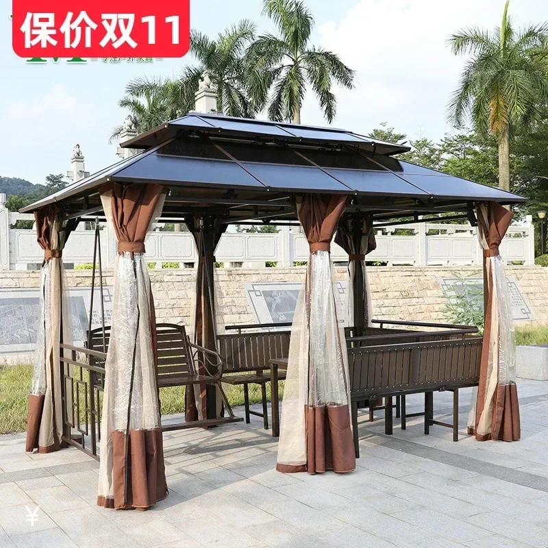 

Pavilion courtyard awning antiseptic wood swing adult four corners outdoor villa garden canopy