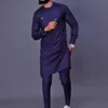 Men's luxury fashion casual black print two-piece set 2