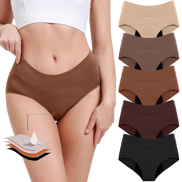 3 Layers Menstrual Panties Absorbent Incontinence Physiological High Waist  Breathable Briefs Waterproof Period Women Underwear