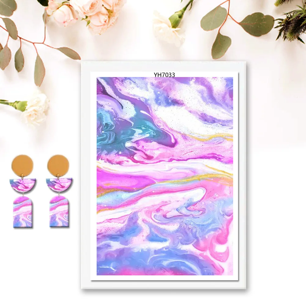 Marbling Special Polymer Clay Transfer Paper Stone Pattern DIY Soft Pottery Coloring For Earrings Jewelry