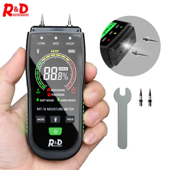 Feriales Digitales Holzfeuchtemessgerät MT19C – Wand- & Materialfeuchtetester für Bau, Beton & Ziegel – Hygrometer mit LCD-Display & Ersatzsonden 1