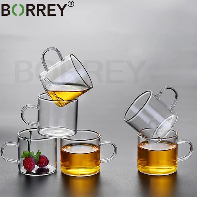 6PCS 120ML Transparent Glass Cup Tea Cup Set of 6 Teaware with