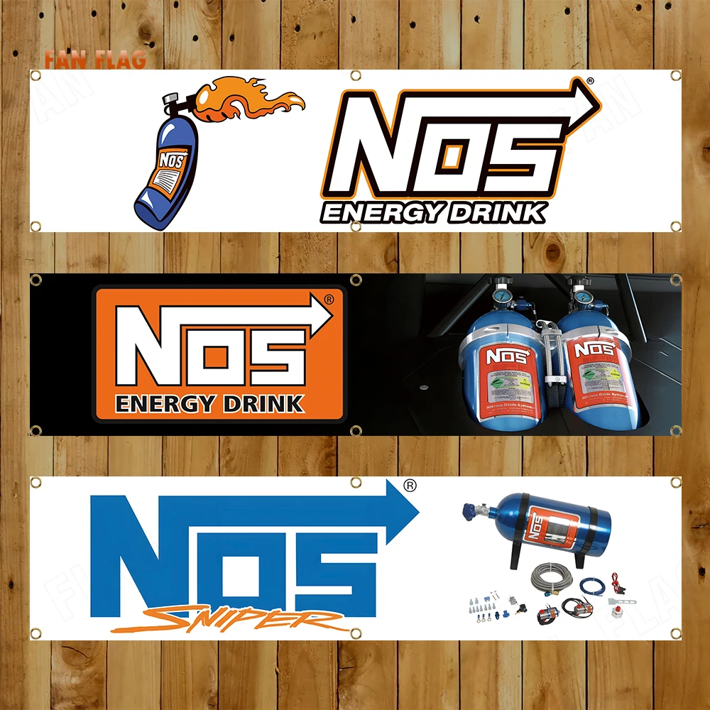 Баннер NOS Energy Drink 60 х240 см, флаг из полиэстера, украшение для гаража или улицы, гобелен, гоночный автомобиль