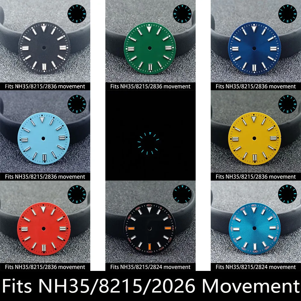 

Циферблат часов диаметром 28,5 мм, сине-зеленый светящийся циферблат для часов NH35/M8215/E2824