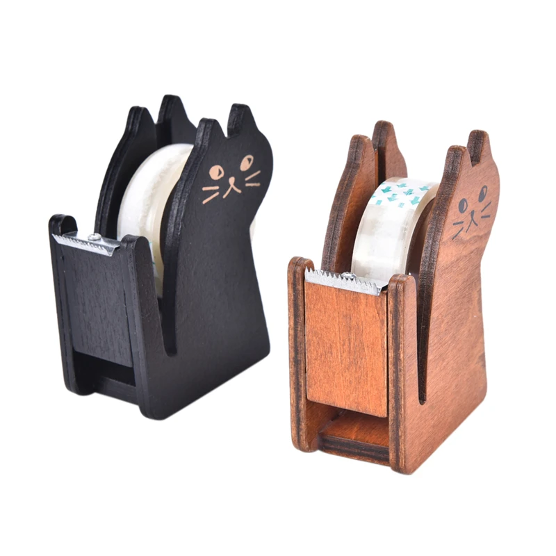Cute cat wooden tape Dispenser 3