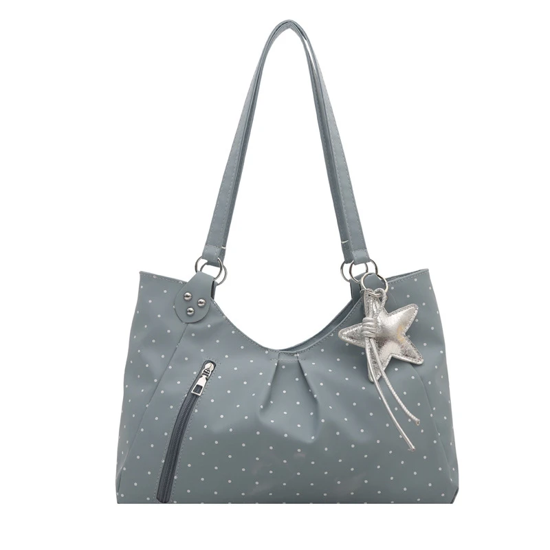 Borsa a Tracolla Coreana a Pois Retrò Carina con Cerniera Vintage Grande Capacità Sottospalla Casual Quotidiana Nuova di Tendenza per Donne Shopping Lavoro - immagine 6