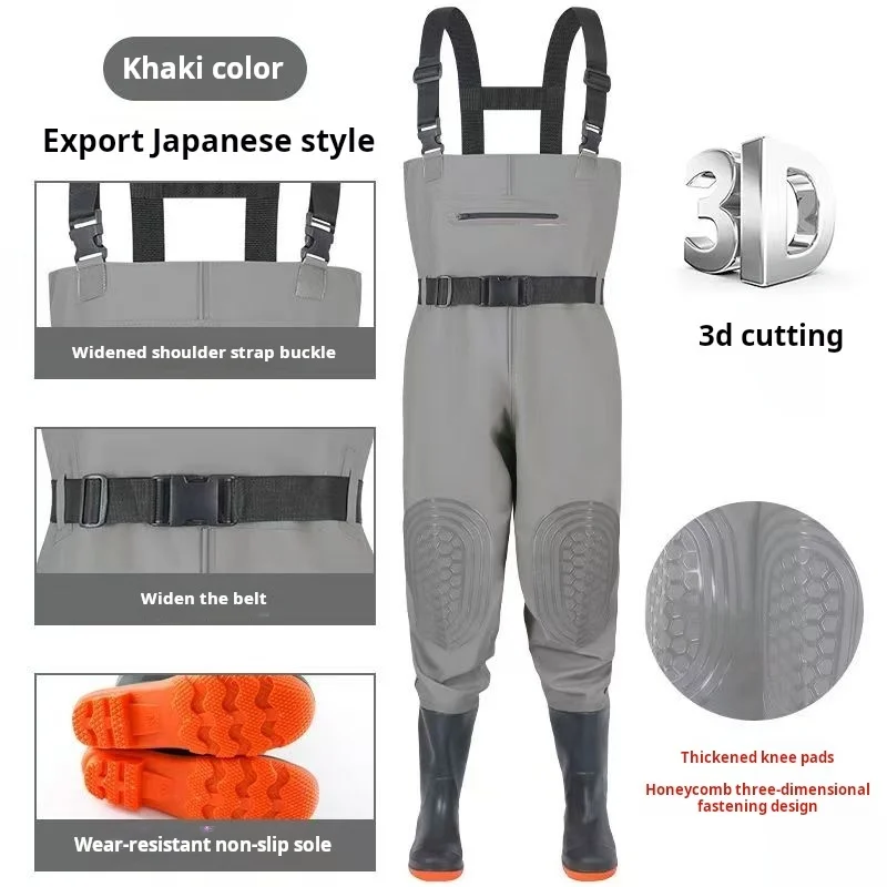 Pantalon de pêche waders intégrés bottes, imperméable professionnel résistant aux fissures, coupe 3D