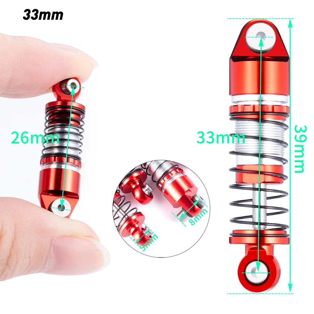 AXSPEED 4개 알루미늄 33/36/38/43/48mm 오일 쇼크 업소버 댐퍼 (Axial SCX24 Deadbolt C10 Wrangler Gladiator Bronco 1/24 RC 자동차용)