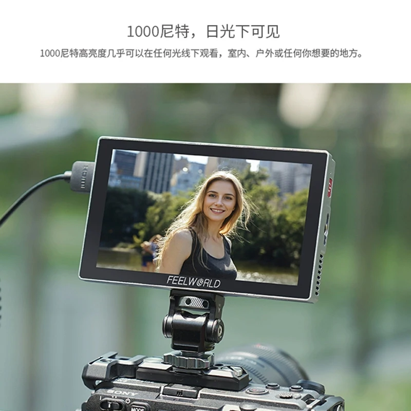 FEELWORLD P6X 5.5 Inch Aluminium Field Monitor Touch Screen 4K HDMI Highlight 1000nit FHD IPS Video Assist for DSLR Camera