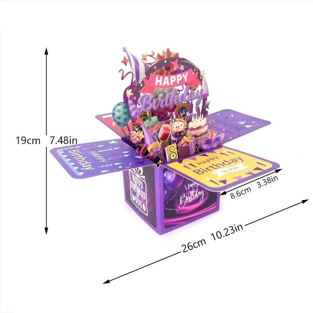 3D Pop Up Greeting Cards Happy Birthday Blessing Postcard Box Creative Bouquet Flower Greeting Cards Gift