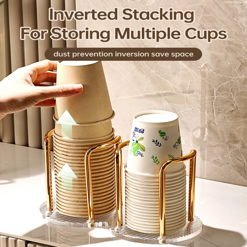 

Disposable Cup Storage Holder Modern Walnut Mug Display Stand Organizer Rack Shelf Water Tea Cups Wood Dispenser