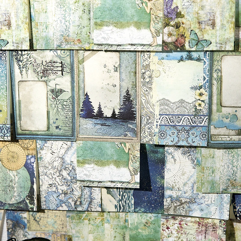 꽃 재료 종이 필기 콜라주 책 장식 노트 계정 뒷면 문구 메모장, 125*80mm, 60 개