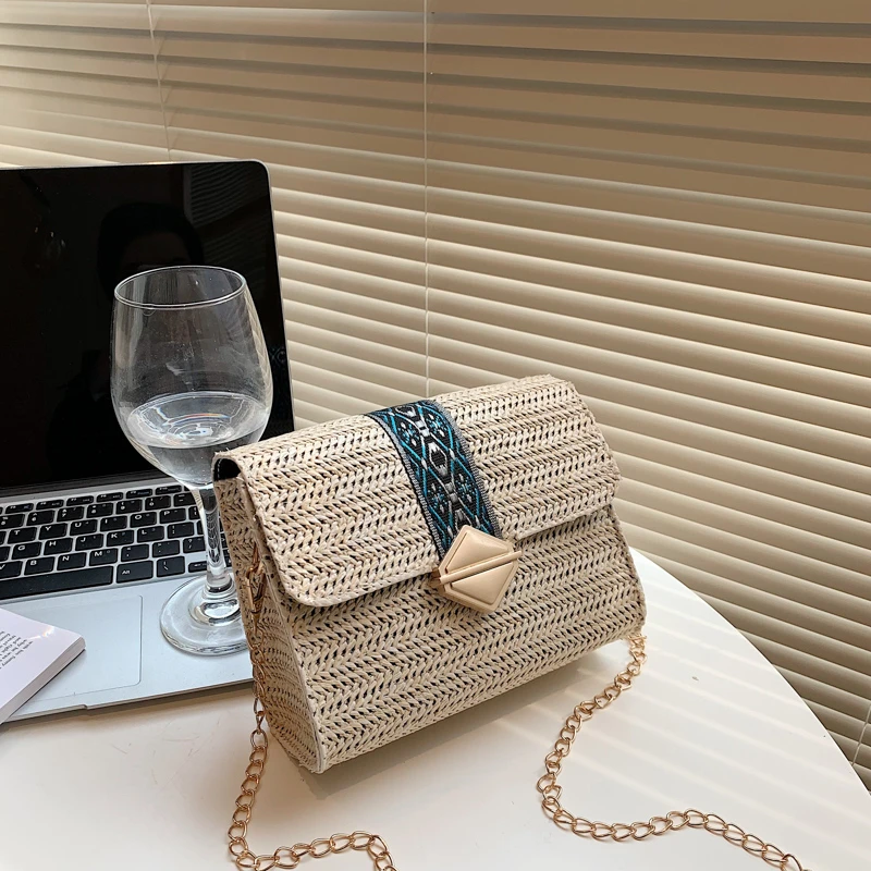 

Square Rattan Bags Korean Version of The One-Shoulder Wild Simple Woven Crossbody Bags For Women Straw Handbag Bags