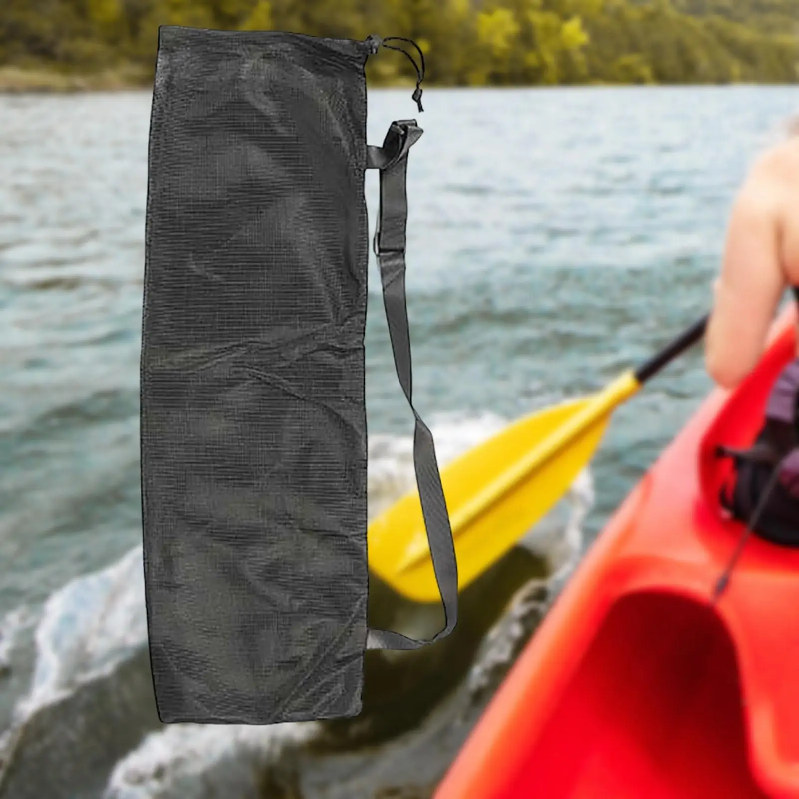 Portable Drawstring Mesh Kayak Paddle Bag Split Shaft Paddles Cover Case