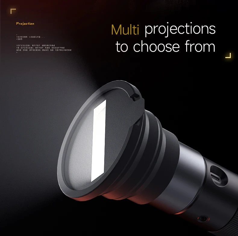 10W Flashlight Four Color Projection Light Built-in 8400mAh Rechargeable Battery