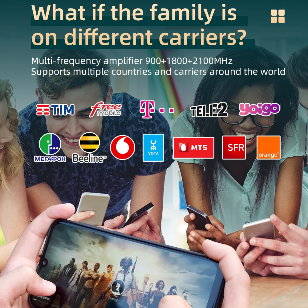 린트라텍 5밴드 셀룰러 신호 증폭기 5G 800 900 1800 2100 2600MHz 네트워크 부스터 내장 안테나 2G 3G 4G 리피터 키트