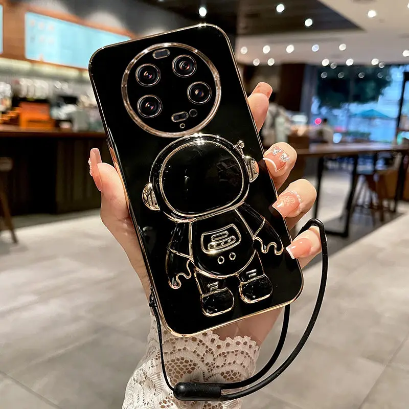 Luxury Electroplated Astronaut Silicone Case with Lanyard